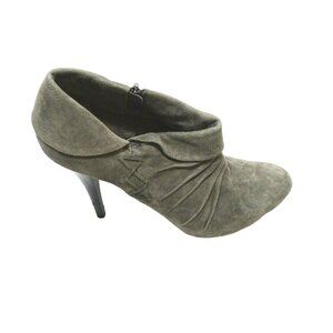 Guess Obstacle Suede Ankle Bootie Heels Women Size 9.5 M Gray Leather Zippered